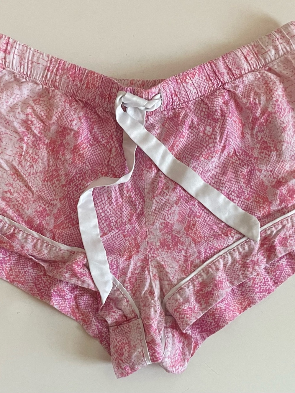 Victoria’s Secret Pink Printed Satin-Tie Sleep Shorts